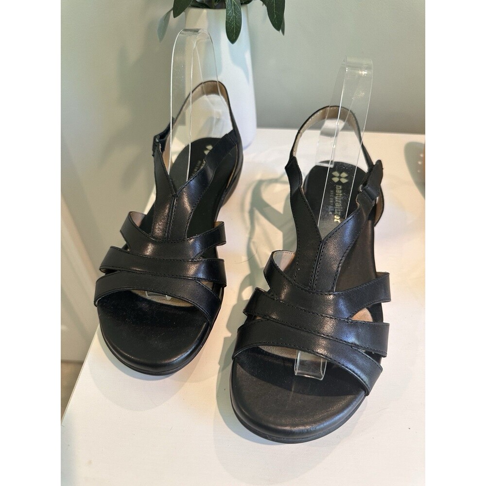 Naturalizer Black Leather Strappy Wedge Sandals Women's Size 8.5 M Comfort